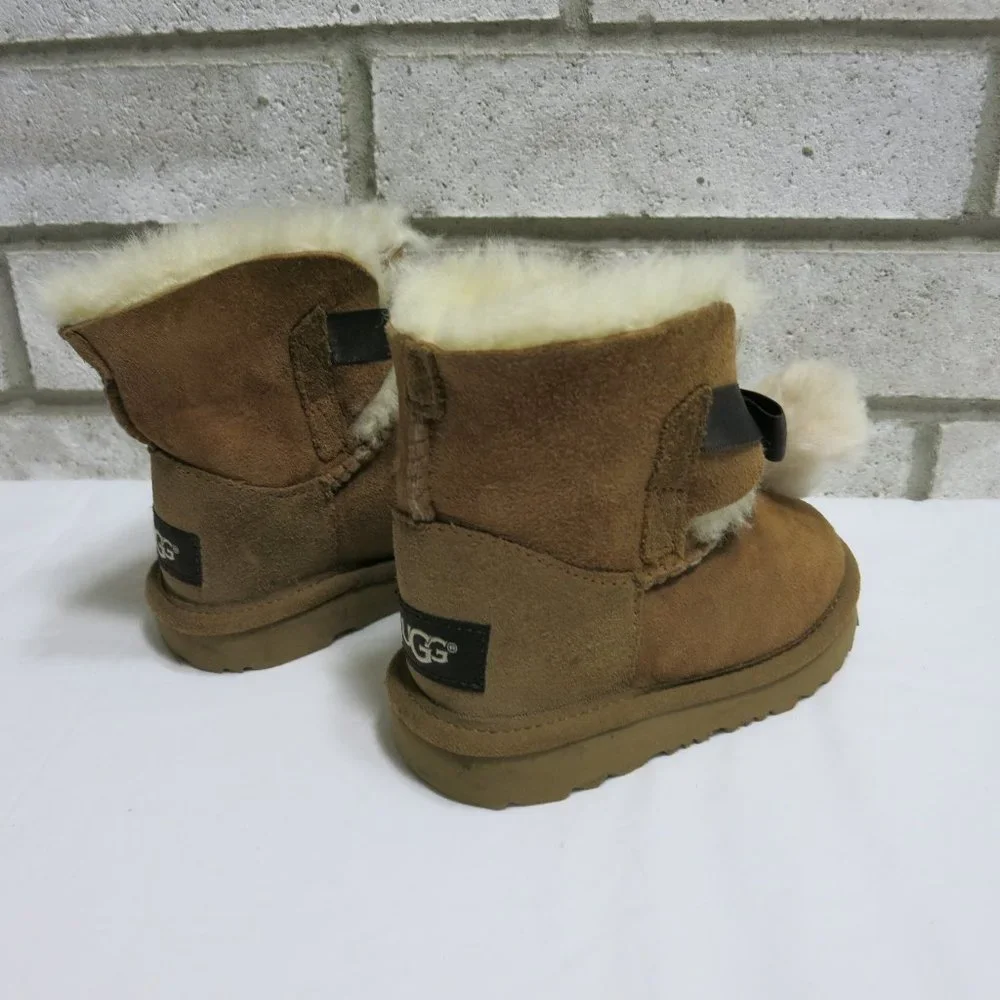 UGG Gita Kids Snow Boots PomPom Bow Insulated Child Footwear Winter Warm Boot 4